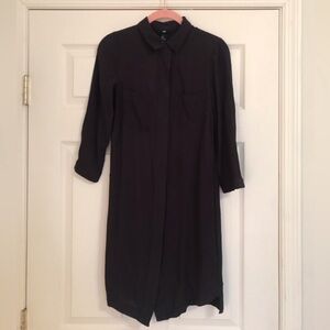 🆓 H&M Navy Blue Shirt Dress Size 2 EUC! Portofino Style with Pockets and Buttons